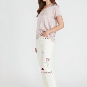 Driftwood Royce “Love Notes” floral detail straight leg jeans 26(2)